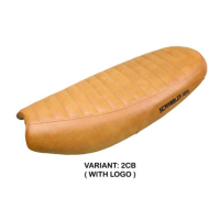 HOUSSE DE SELLE COMPATIBLE TRIUMPH SCRAMBLER 1200 19-23 MODÈLE HULL - Logo : AVEC LOGO, Couleur : CHAMEAU, Type : STANDARD