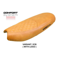 HOUSSE DE SELLE COMPATIBLE TRIUMPH SCRAMBLER 1200 19-23 MODÈLE WATFORD - Logo : AVEC LOGO, Couleur : CHAMEAU, Type : STANDARD