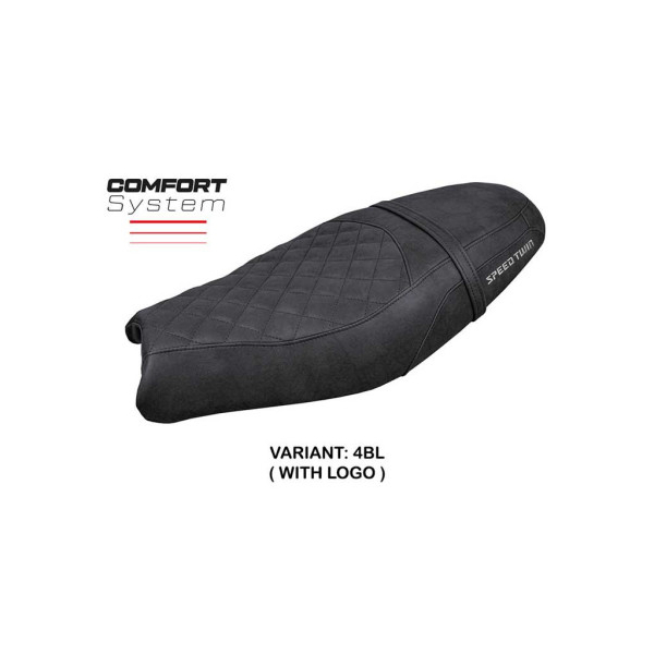 HOUSSE DE SELLE COMPATIBLE TRIUMPH SPEED TWIN 900 19-23 MODÈLE WEMBLEY - Type : STANDARD, Logo : AVEC LOGO, Couleur : BRIQUE