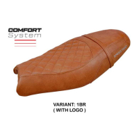 HOUSSE DE SELLE COMPATIBLE TRIUMPH SPEED TWIN 900 19-23 MODÈLE WEMBLEY - Type : STANDARD, Logo : AVEC LOGO, Couleur : BRIQUE