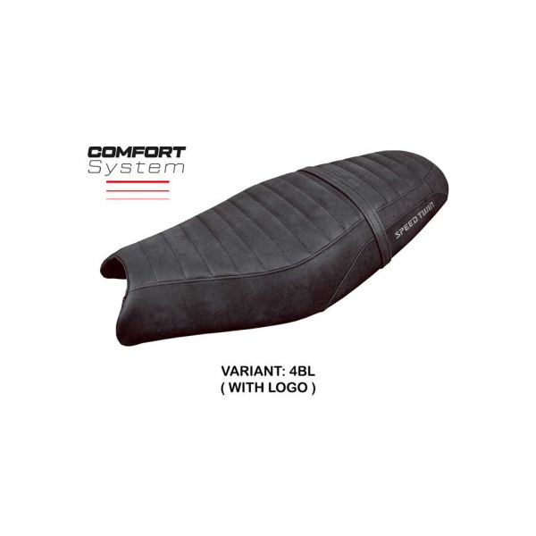 HOUSSE DE SELLE COMPATIBLE TRIUMPH SPEED TWIN 900 19-23 MODÈLE ENFIELD - Logo : AVEC LOGO, Couleur : CHAMEAU, Type : STANDARD