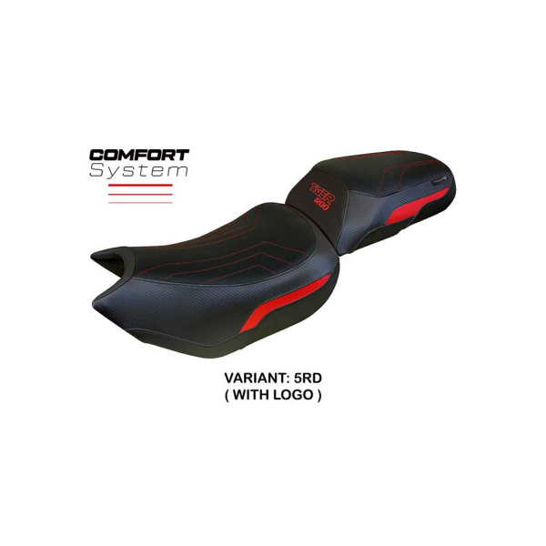 HOUSSE DE SELLE COMPATIBLE TRIUMPH TIGER 1200 22-23 MODÈLE WALES - Logo : AVEC LOGO, Couleur : ROUGE, Type : STANDARD