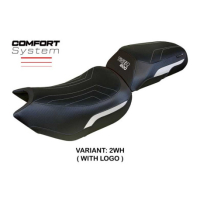 HOUSSE DE SELLE COMPATIBLE TRIUMPH TIGER 1200 22-23 MODÈLE WALES - Logo : AVEC LOGO, Couleur : BLANC, Type : STANDARD