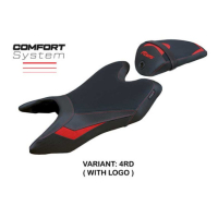 HOUSSE DE SELLE COMPATIBLE YAMAHA R125 19-23 MODÈLE ASWHY - Couleur : ROUGE, Type : STANDARD, Logo : AVEC LOGO
