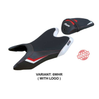 HOUSSE DE SELLE COMPATIBLE YAMAHA R125 19-23 MODÈLE ASWHY - Logo : AVEC LOGO, Couleur : BLANC, Type : STANDARD