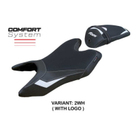 HOUSSE DE SELLE COMPATIBLE YAMAHA R125 19-23 MODÈLE ASWHY - Logo : AVEC LOGO, Couleur : BLANC ROUGE, Type : STANDARD
