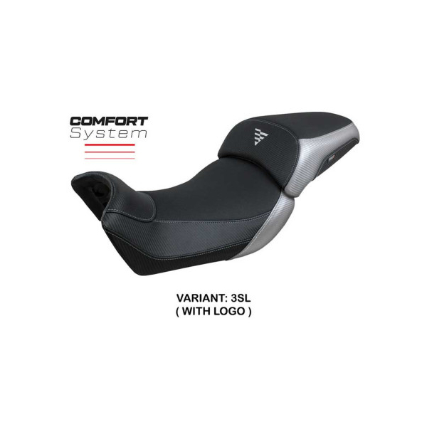 HOUSSE DE SELLE COMPATIBLE VOGE VALICO 650 DS 21-23 MODÈLE RUKLA - Logo : AVEC LOGO, Couleur : ARGENT, Type : STANDARD