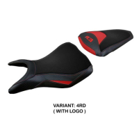 HOUSSE DE SELLE COMPATIBLE YAMAHA R3 15-23 MODÈLE JESOLO - Type : STANDARD, Logo : AVEC LOGO, Couleur : ARGENT