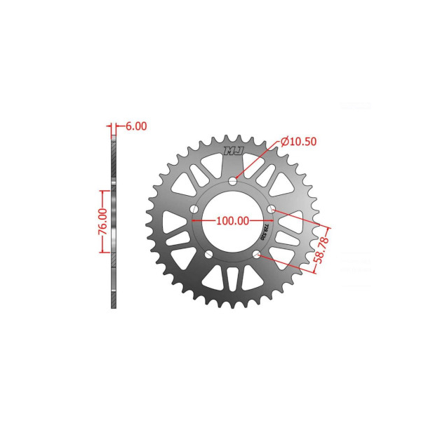 COURONNE DURALUMINIUM ERGAL POUR JANTE OZ BST ROTOBOX - Pas de chaine : PAS DE 415, Nombre de dents : 53 DENTS