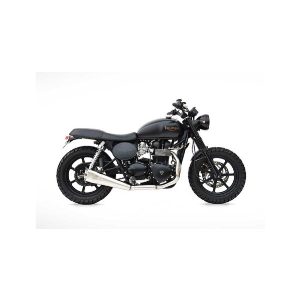 LIGNE COMPLETE ZARD SHORT BASSE TRIUMPH T100, THRUXTON 900 - CARBURATOR/INJ - Options : noir, Matière : inox, Embout : embout inox, Version : homologué
