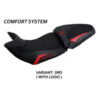 HOUSSE DE SELLE COMPATIBLE DUCATI MULTISTRADA V2 (21-22) MODÈLE HARIA - Couleur : ROUGE, Logo : AVEC LOGO, Type : CONFORT CHAUFFANTE
