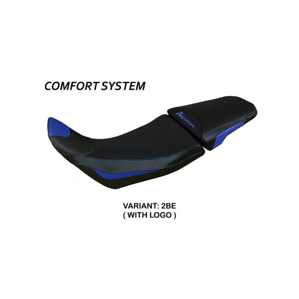 HOUSSE DE SELLE COMPATIBLE HONDA AFRICA TWIN 1100 (20-22) MODÈLE DELINE - Logo : AVEC LOGO, Couleur : BLEU, Type : CONFORT CHAUFFANTE
