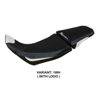 HOUSSE DE SELLE COMPATIBLE HONDA AFRICA TWIN 1100 ADVENTURE SPORT (20-22) MODÈLE - Couleur : BLANC, Logo : AVEC LOGO, Type : CONFORT CHAUFFANTE
