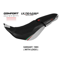 HOUSSE DE SELLE COMPATIBLE DUCATI DESERT-X (2022) MODÈLE THAR - Couleur : BLANC, Logo : AVEC LOGO, Type : CONFORT CHAUFFANTE