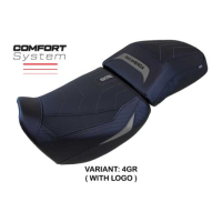 HOUSSE DE SELLE COMPATIBLE HARLEY DAVIDSON PAN AMERICA 21-23 MODÈLE VEGAS - Couleur : BLEU, Logo : AVEC LOGO, Type : CONFORT CHAUFFANTE