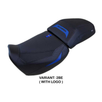 HOUSSE DE SELLE COMPATIBLE HARLEY DAVIDSON PAN AMERICA 21-23 MODÈLE VEGAS - Couleur : BLEU, Logo : AVEC LOGO, Type : CONFORT CHAUFFANTE