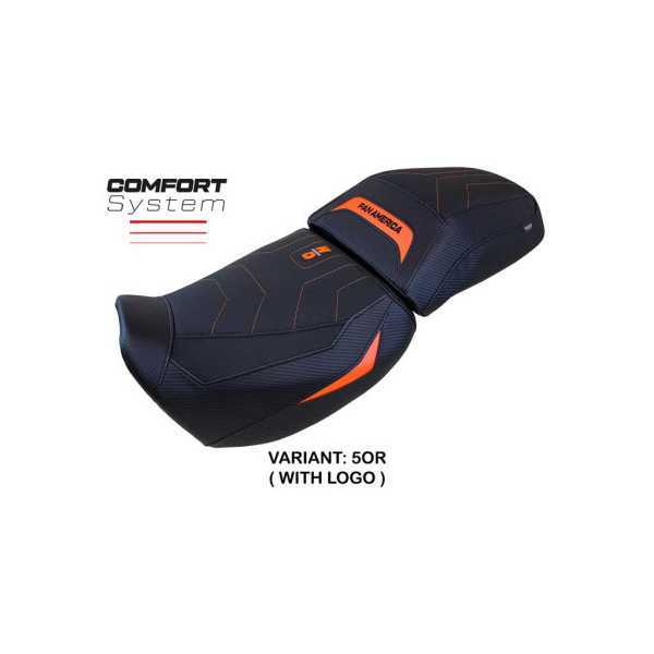 HOUSSE DE SELLE COMPATIBLE HARLEY DAVIDSON PAN AMERICA 21-23 MODÈLE VEGAS - Couleur : JAUNE, Logo : AVEC LOGO, Type : CONFORT CHAUFFANTE