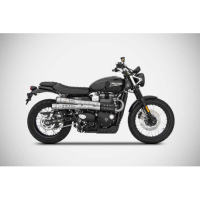 PAIRE DE SILENCIEUX SIX DAY TRIUMPH SCRAMBLER 900 2017-2022 - Options : pare chaleur noir, Version : racing, Embout : embout inox, Matière : inox 