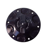 TRAPPE A ESSENCE 1- TOUR RAPIDE TRIUMPH SPEED TRIPLE 1200 - Couleur vis de trappe à essence : BLEU, Couleur bouchon intérieur de trappe : VERT, Couleur extérieur de trappe : NOIR 