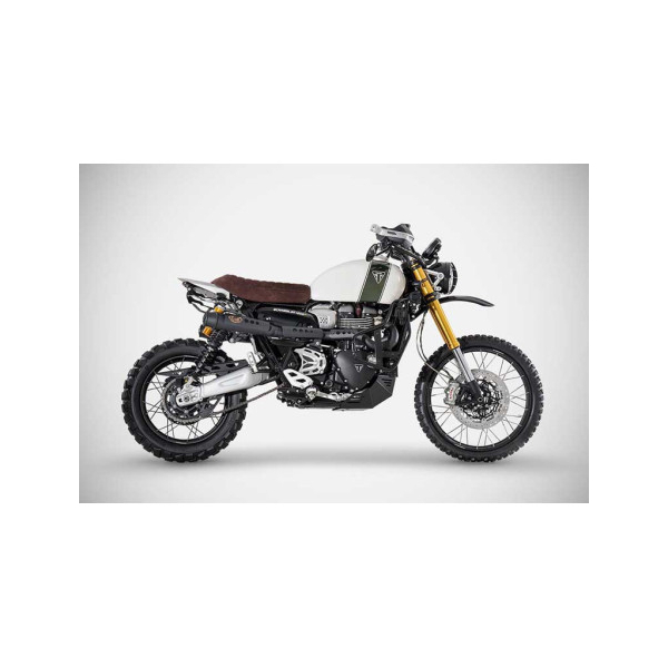 LIGNE COMPLETE 2 SORTIES INOX ZARD TRIUMPH SCRAMBLER 1200 - Options : sans option, Version : racing, Embout : embout inox, Matière : inox