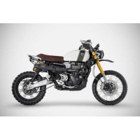 LIGNE COMPLETE 2 SORTIES INOX ZARD TRIUMPH SCRAMBLER 1200 - Version : racing, Options : noir, Matière : inox, Embout : embout inox 