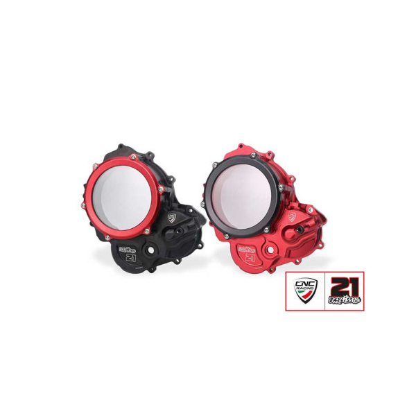 CARTER EMBRAYAGE TRANSPARENT CNC RACING TROY BAYLISS - Couleur : NOIR/ROUGE