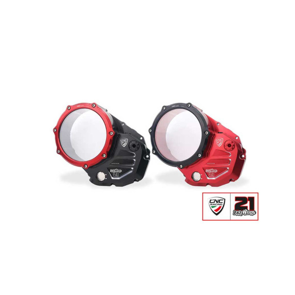 CARTER EMBRAYAGE TRANSPARENT CNC RACING TROY BAYLISS - Couleur : NOIR/ROUGE