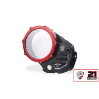 CARTER EMBRAYAGE TRANSPARENT CNC RACING TROY BAYLISS - Couleur : NOIR/ROUGE