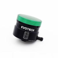 GROS RESERVOIR DE LIQUIDE DE FREIN EVOTECH SORTIE LATERALE - Couleur Corps : Titanium, Couleur bouchon : VERT