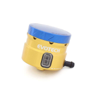 GROS RESERVOIR DE LIQUIDE DE FREIN EVOTECH SORTIE LATERALE - Couleur Corps : Titanium, Couleur bouchon : VERT