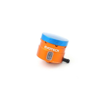 GROS RESERVOIR DE LIQUIDE DE FREIN EVOTECH SORTIE LATERALE - Couleur Corps : Titanium, Couleur bouchon : VERT