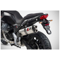 SILENCIEUX ZARD INOX MOTO GUZZI V85 TT 2025/* - Version : racing, Options : sans option, Matière : titane, Embout : embout carbone