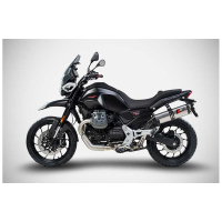 SILENCIEUX ZARD INOX MOTO GUZZI V85 TT 2025/* - Version : racing, Options : noir, Matière : titane, Embout : embout carbone