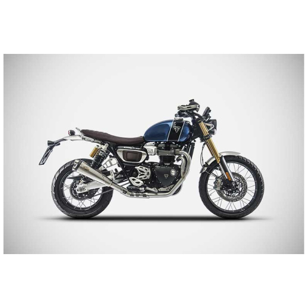 LIGNE COMPLETE ZARD VERSION BASSE TRIUMPH SCRAMBLER 1200 - Version : racing, Options : noir, Matière : inox, Embout : embout carbone
