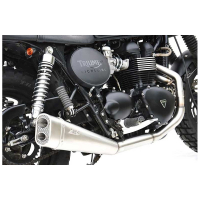 LIGNE COMPLETE ZARD SHORT BASSE TRIUMPH T100, THRUXTON 900 - CARBURATOR/INJ - Options : noir, Matière : inox, Embout : embout inox, Version : INJECTION 2008/2016