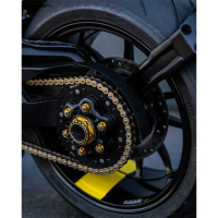 PORTE COURONNE ET ECROUS DUCATI PANIGALE V4 - Couleur porte couronne : ROUGE, Couleur écrou porte couronne : NOIR, Couleur écrous couronne : SILVER
