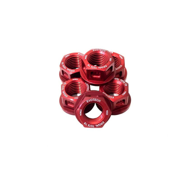 KIT 6 ECROUS DE COURONNE M12X1,50 - Couleur : Rouge