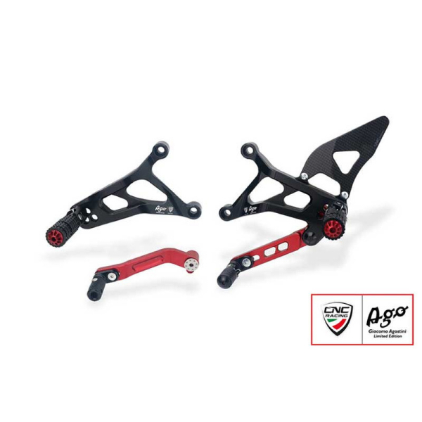 COMMANDES RECULÉES RÉGLABLES MV AGUSTA GIACOMO AGOSTINI - Couleur : NOIR/ROUGE
