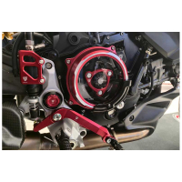 PROTECTION DE CARTER EMBRAYAGE TRANSPARENT CNC RACING - Couleur 1 : ROUGE
