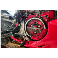 PROTECTION DE CARTER EMBRAYAGE TRANSPARENT CNC RACING - Couleur 1 : ROUGE