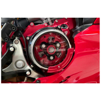 PROTECTION DE CARTER EMBRAYAGE TRANSPARENT CNC RACING - Couleur 1 : ROUGE