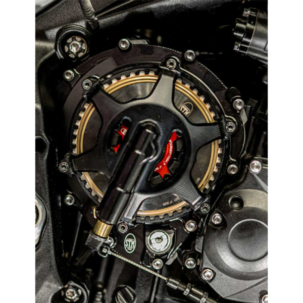 KIT EMBRAYAGE ANTI DRIBBLE ET CARTER STM EVO SBK AVEC CLOCHE ET DISQUES 48 DENTS - Couleur : TITANE