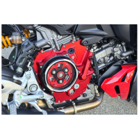 CARTER EMBRAYAGE TRANSPARENT CNC RACING PANIGALE/STREETFIGHTER V2 2025/* - -BB -BR -RB -SB -SR : Noir/Rouge