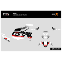 KIT DECO BMW 1300 GS ADVENTURE MODELE V1 BLANC - Modèle : STANDARD, Finition : MAT, Type de flancs : TYPE A