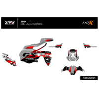 KIT DECO BMW 1300 GS ADVENTURE MODELE V3 GRIS ROUGE - Finition : BRILLANT, Modèle : FULL, Type de flancs : TYPE A