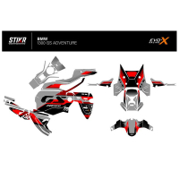 KIT DECO BMW 1300 GS ADVENTURE MODELE V3 GRIS ROUGE - Modèle : FULL, Finition : MAT, Type de flancs : TYPE A