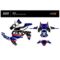 KIT DECO BMW 1300 GS ADVENTURE MODELE V1 BLEU - Modèle : FULL, Finition : MAT, Type de flancs : TYPE B