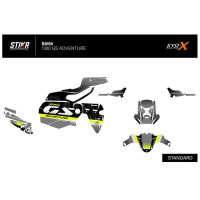 KIT DECO BMW 1300 GS ADVENTURE MODELE V1 GRIS JAUNE - Modèle : STANDARD, Finition : MAT, Type de flancs : TYPE B