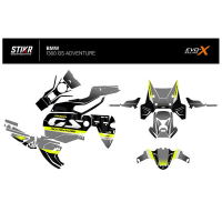 KIT DECO BMW 1300 GS ADVENTURE MODELE V1 GRIS JAUNE - Modèle : FULL, Finition : MAT, Type de flancs : TYPE B
