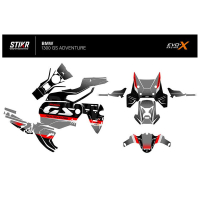 KIT DECO BMW 1300 GS ADVENTURE MODELE V1 GRIS ROUGE - Modèle : STANDARD, Finition : MAT, Type de flancs : TYPE B